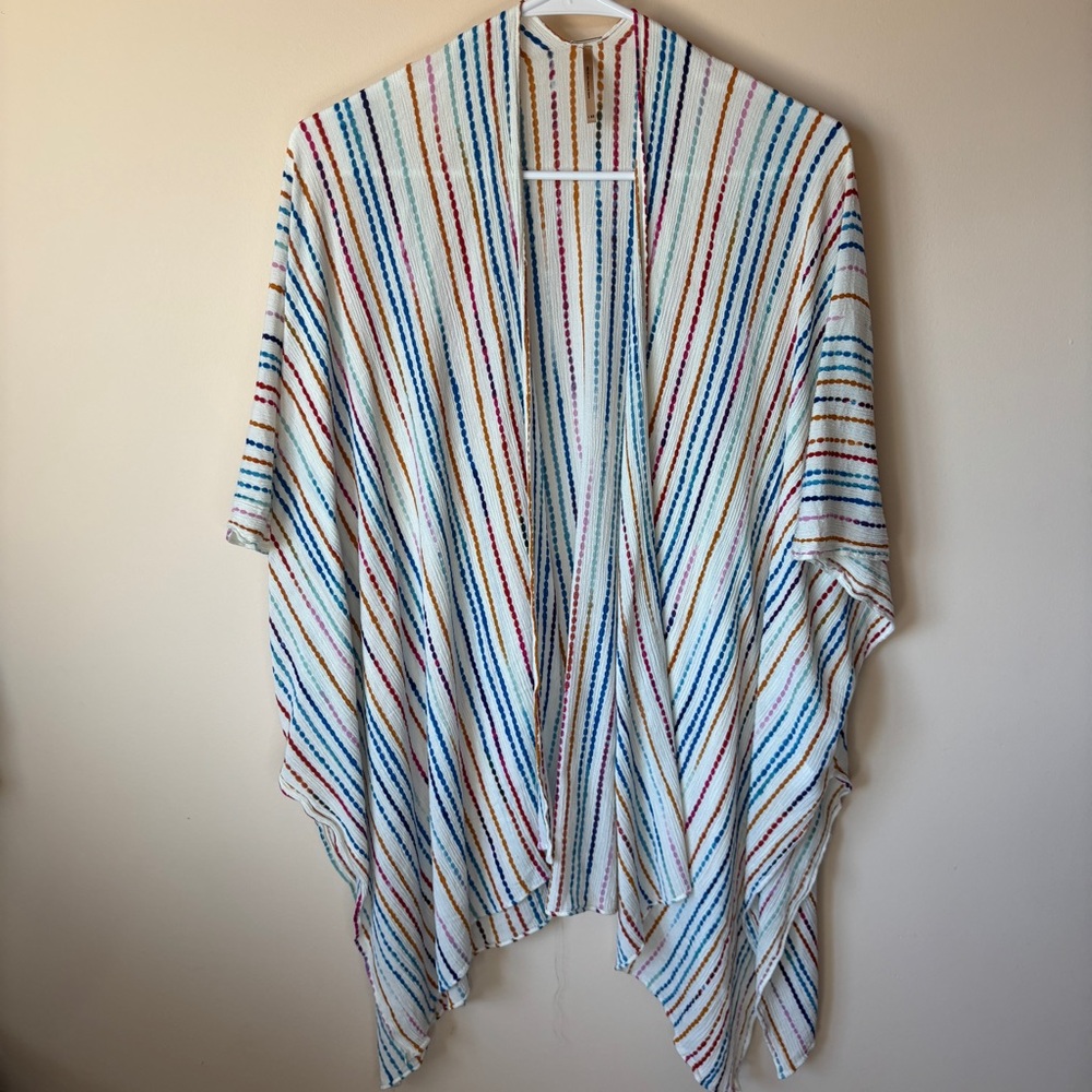 Harlow Multicolor Striped Swim Coverup Summer lightweight Cardigan Beachwear